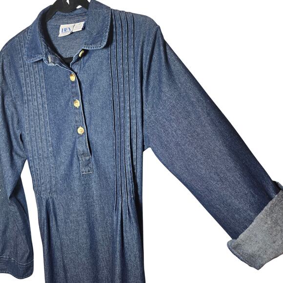 BFA Classics Vintage Denim Dress Chambray
Roll Tab Sleeves Women's Size 10 Blue - Picture 5 of 7